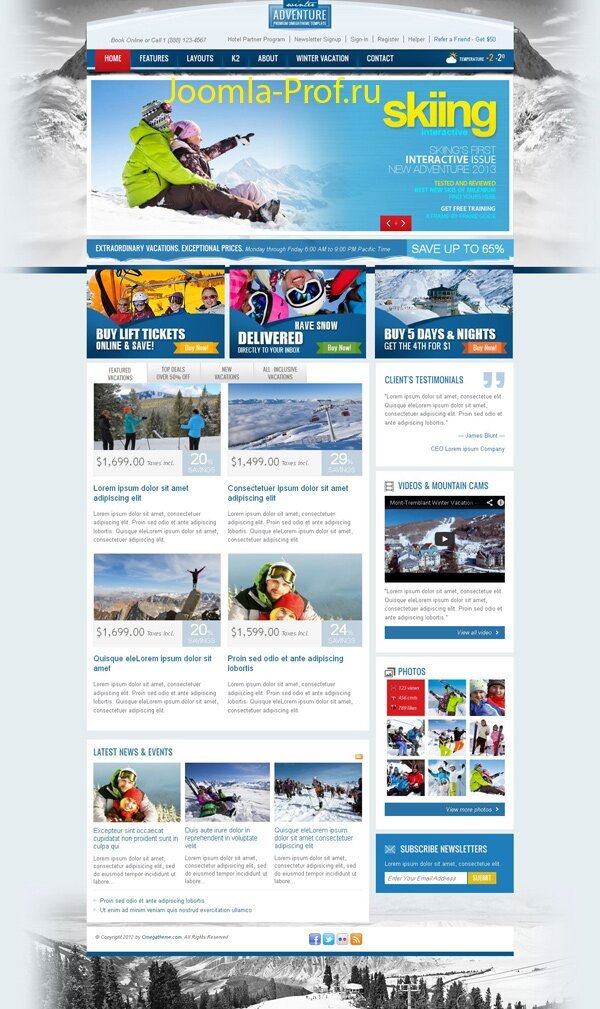 12ot-winter шаблон Joomla 2.5 туризм спорт