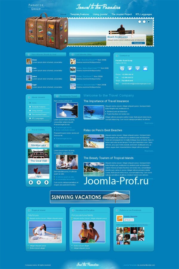 2dj-travel шаблон Joomla 2.5 туризм