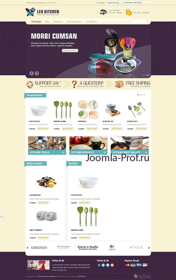 5leo_kitchen шаблон Joomla 2.5 кулинария кухня