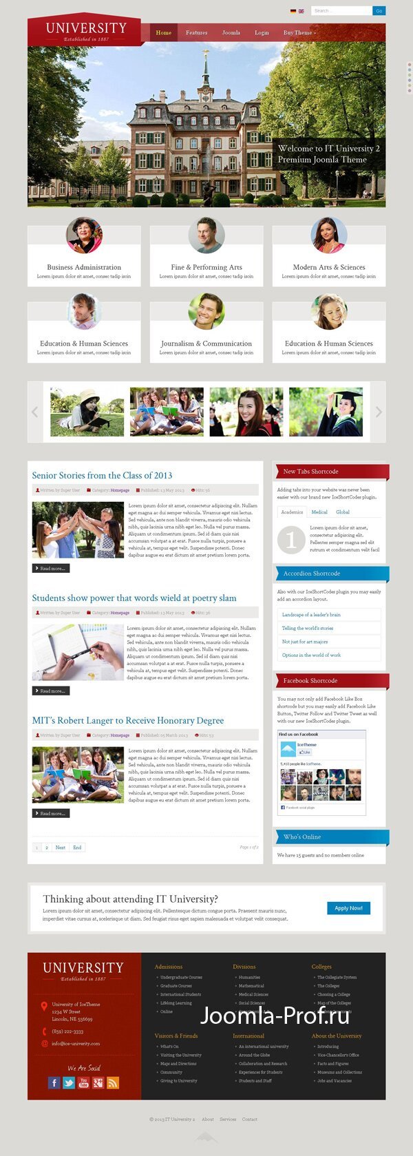 5university2 шаблон Joomla университет учебное заведение