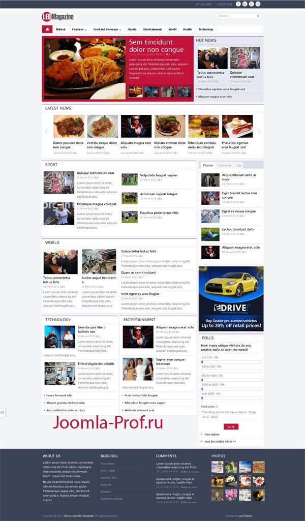 6leo_magazine шаблон Joomla 3.0 портал новости