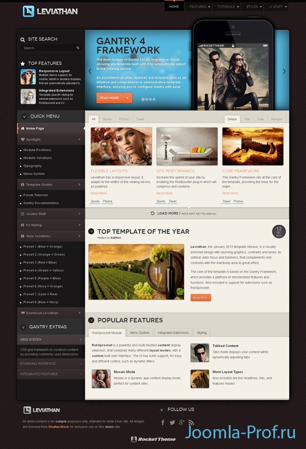 7leviathan шаблон Joomla 3.0 портал