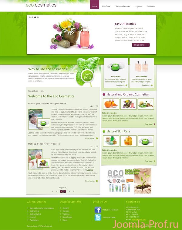 8jm-eco-cosmetics-store шаблон Joomla 2.5 косметика эко
