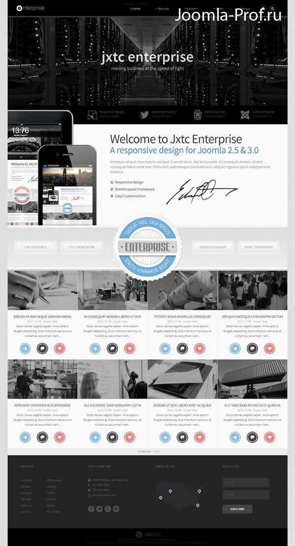 Enterprise1 Joomla бизнес шаблон элегантный
