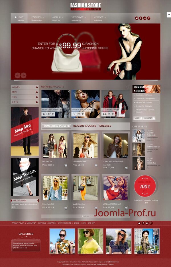 fashion шаблон joomla для интернет-магазина