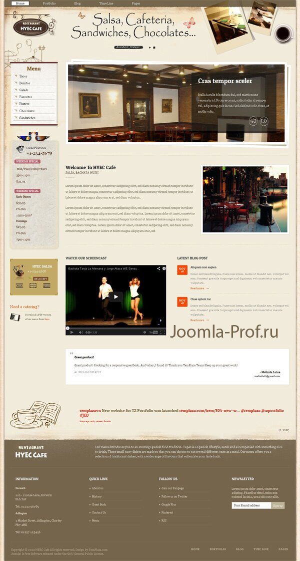 hyec-cafe шаблон Joomla кафе