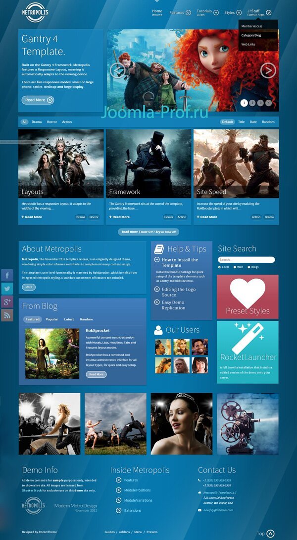 RocketTheme metropolis joomla шаблон
