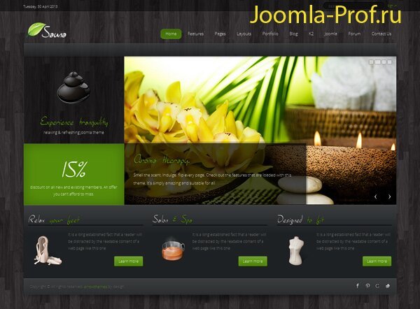 стильный sauna шаблон joomla