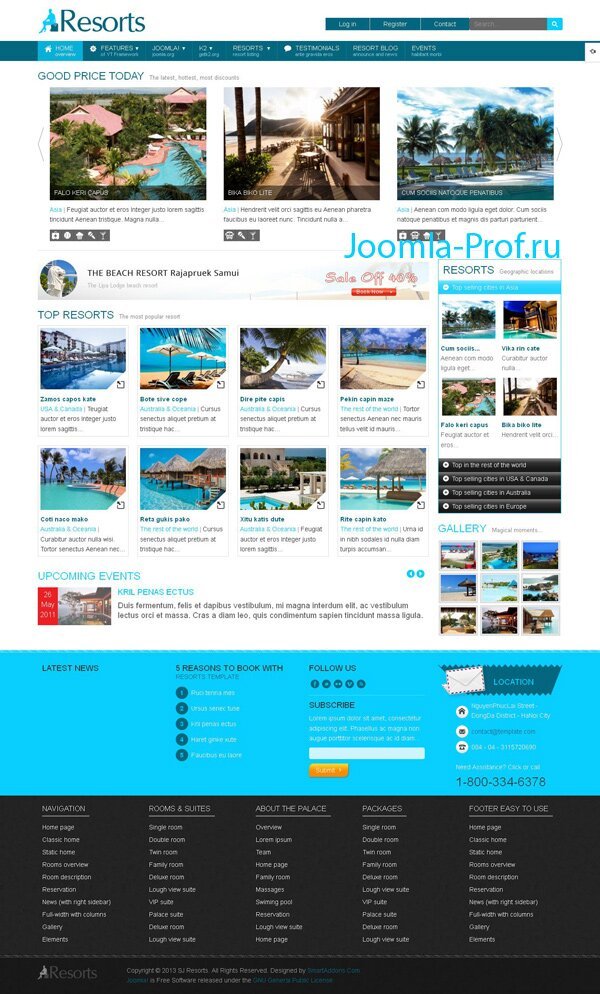 sj-resorts шаблон Joomla туризм агенство
