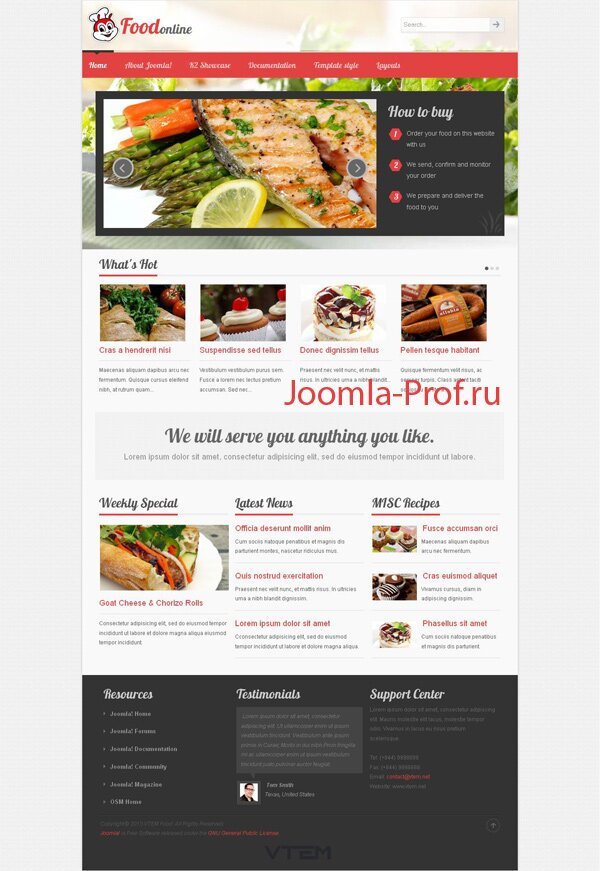 vt_food шаблон Joomla 3.0 кафетерий кулинария