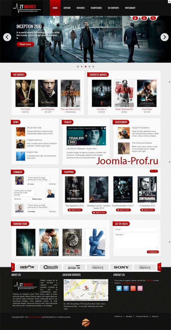 10zt_movie шаблон Joomla 2.5 портал кино