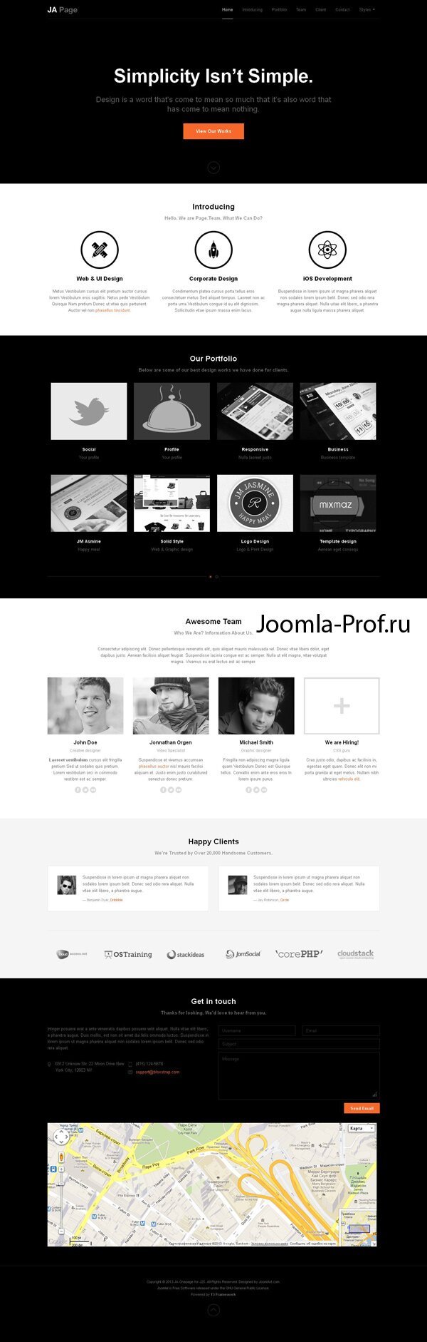 2ja_onepage шаблон Joomla 3.0 презентация услуг и товаров