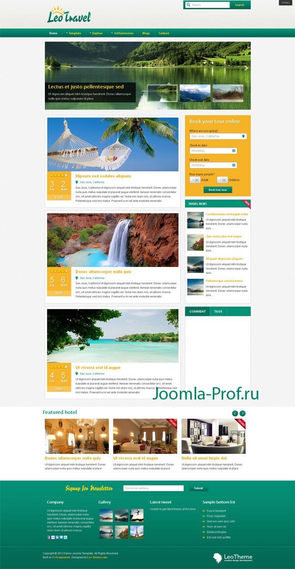2leo_travel шаблон Joomla 2.5 туристический