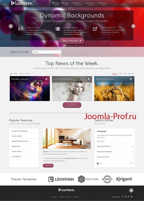 3lumiere шаблон Joomla 3.0 стильный РА, веб агенство, студия