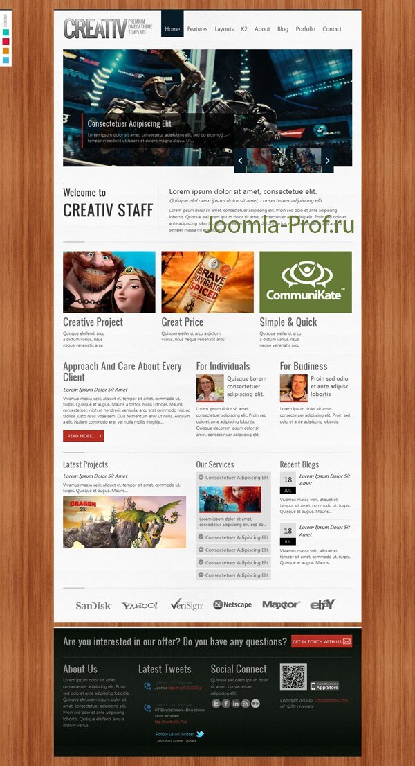 4ot_creative шаблон Joomla портфолио
