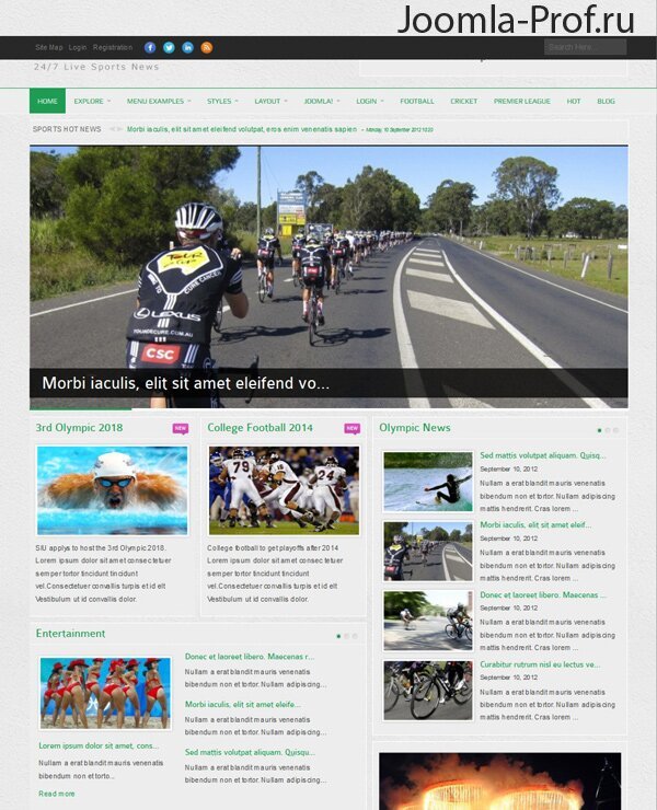 4rox-sportynews шаблон Joomla 2.5 новости спорт