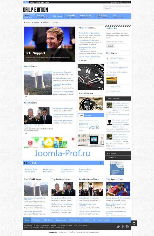 5dailyedition шаблон Joomla 2.5 новостной портал