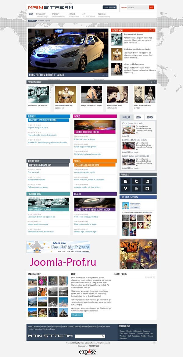 6mainstream шаблон Joomla 2.5 новостной