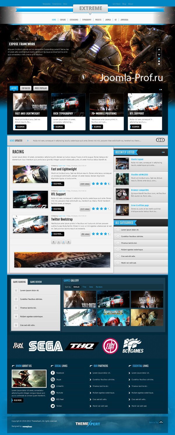 7extreme шаблон Joomla 2.5 игры game