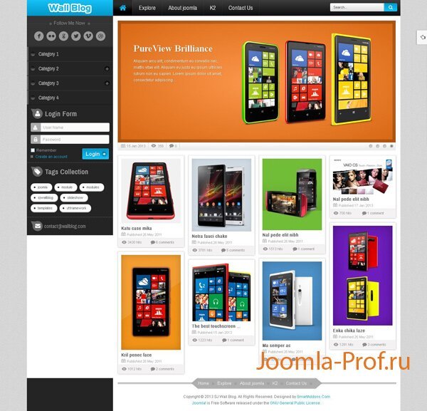 7sj-wallblog шаблон Joomla 2.5 блог и дневник