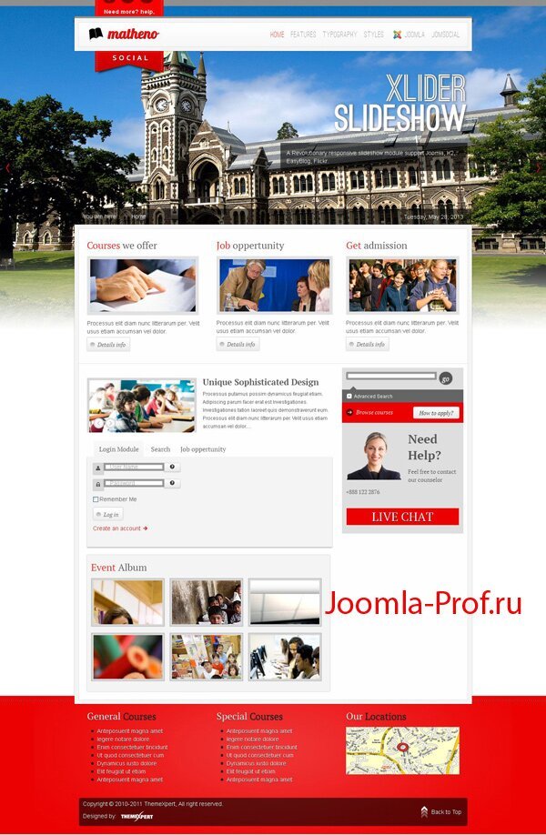 8matheno шаблон Joomla 2.5 универститет