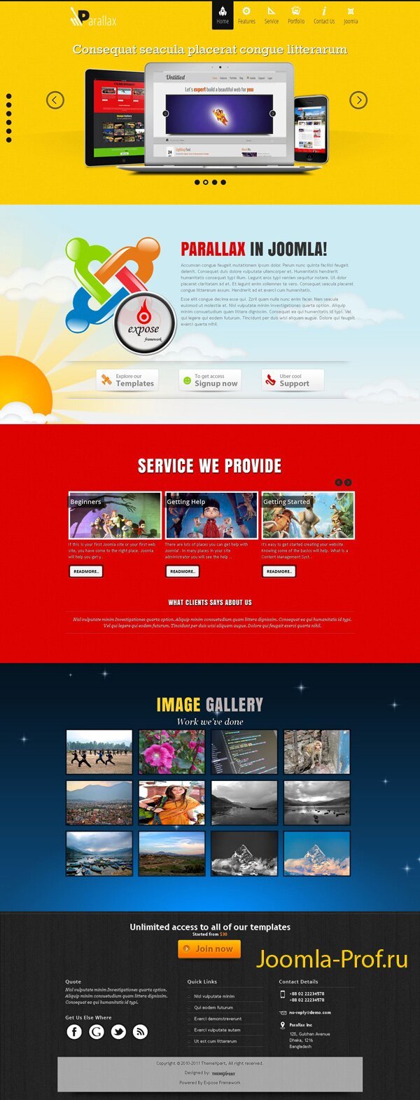 9parallax шаблон Joomla 2.5 студия рекламное агенство