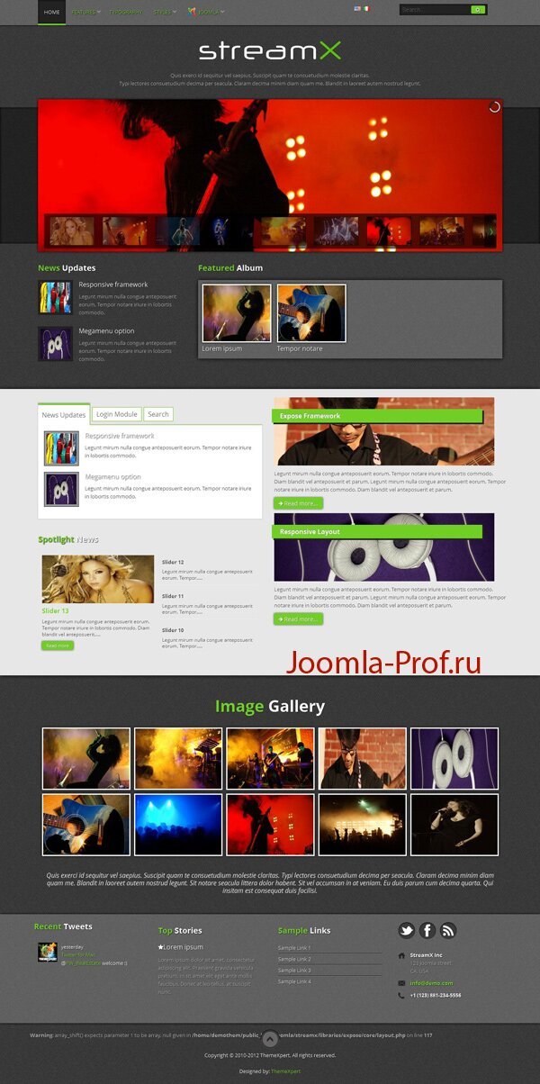 9streamx шаблон Joomla 2.5 музыка песни